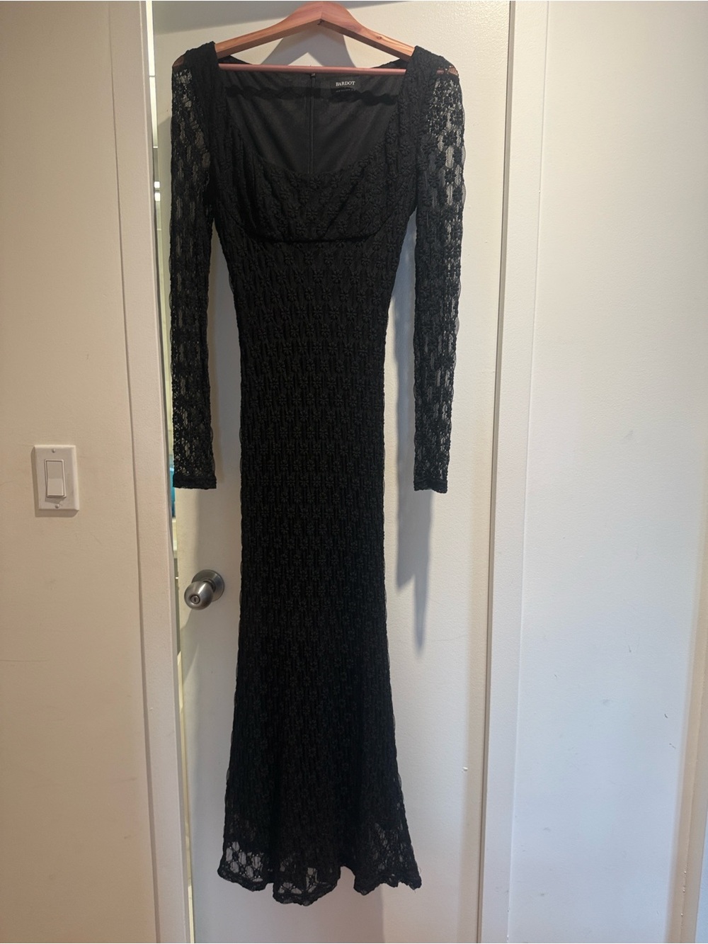 Bardot Black Lace Long-Sleeve Maxi Dress